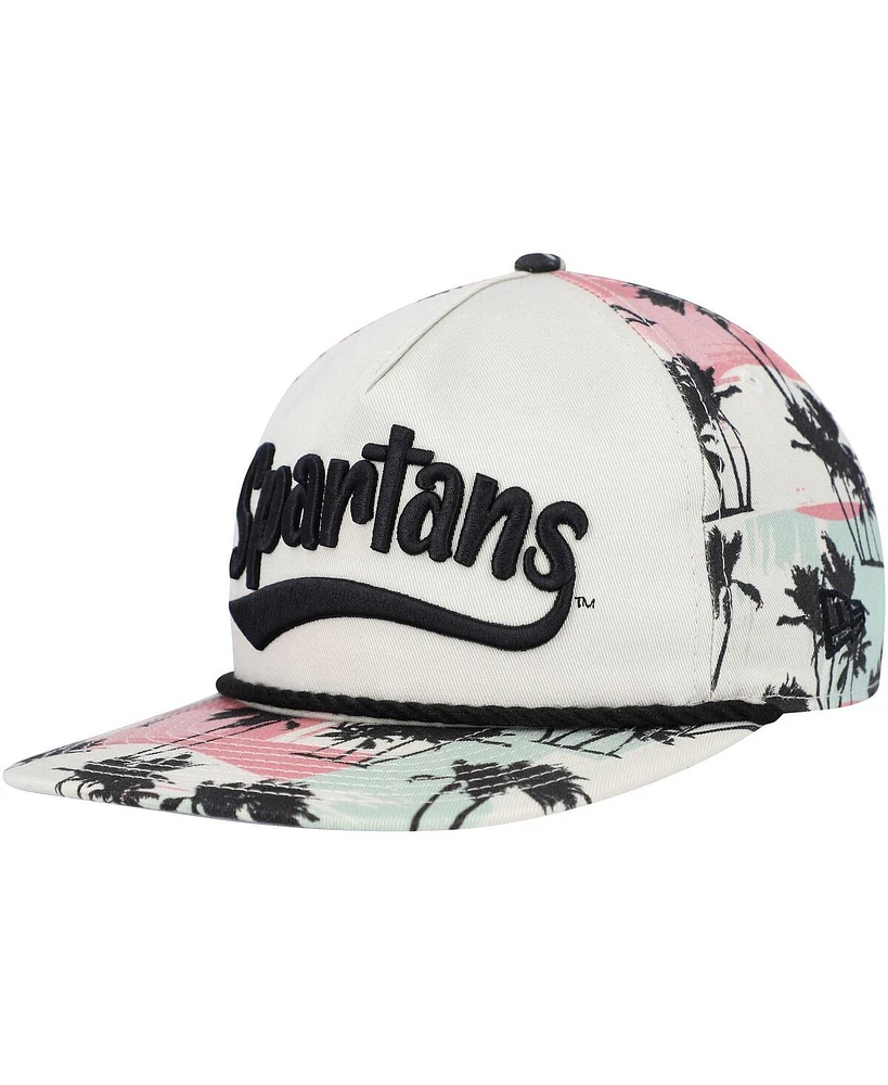 Men's New Era Cream Michigan State Spartans High Tide Golfer Snapback Hat