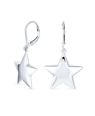 Bling Jewelry American Patriotic Celestial Rock Star Stars Dangle Lever back Earrings Sterling Silver