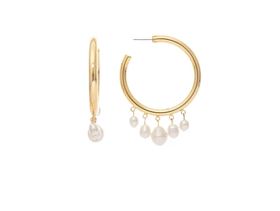 Pearl Dangle Hoop Earrings
