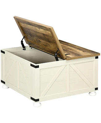 Homcom Farmhouse Table with Storage, Large Square Table
