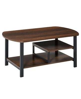 Homcom 3-Tier Metal Frame Table w/Undershelves for Living Room or Office