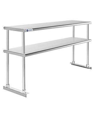 Gridmann Nsf Commercial Stainless Steel Double Overshelf 72" x 12" for Prep & Work Table