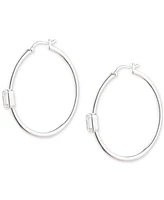 Lauren Ralph Lauren Cubic Zirconia Polished Medium Hoop Earrings in Sterling Silver, 1.52"