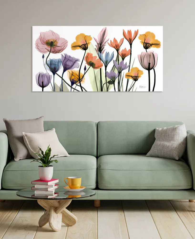 Empire Art Direct "Flowerscape Portrait" Frameless Free Floating Tempered Glass Panel Graphic Wall Art, 24" x 48" x 0.2"