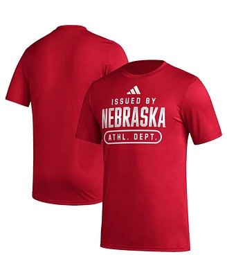 Men's adidas Scarlet Nebraska Huskers Aeroready Pregame T-shirt