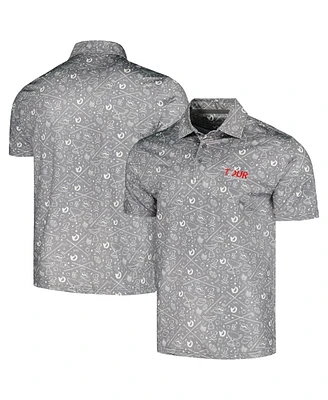 Men's Barstool Golf Gray Tour Championship Printed Polo Shirt