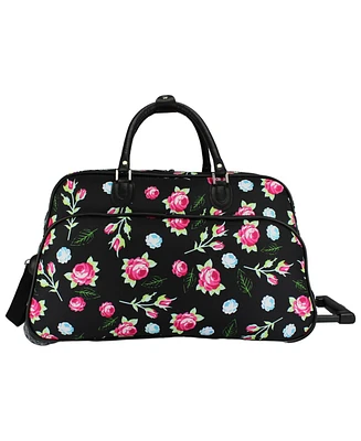 World Traveler Floral 21-Inch Carry-On Rolling Duffel Bag