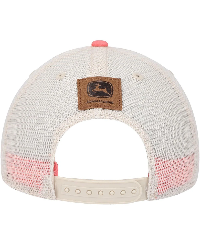 Women's Top of the World Pink John Deere Classic Logo Twill Mesh Trucker Snapback Hat