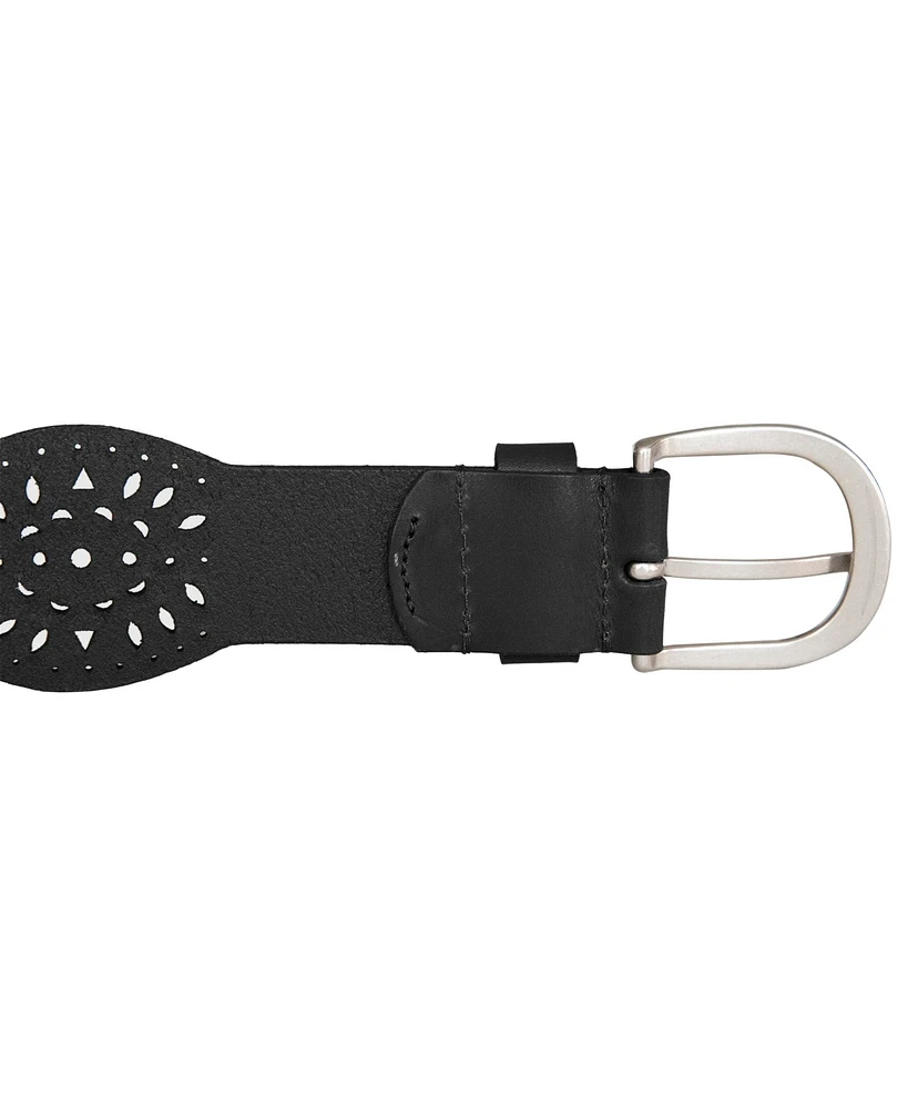 Lucky Brand Women's Perforated Scalloped Edge Leather Belt