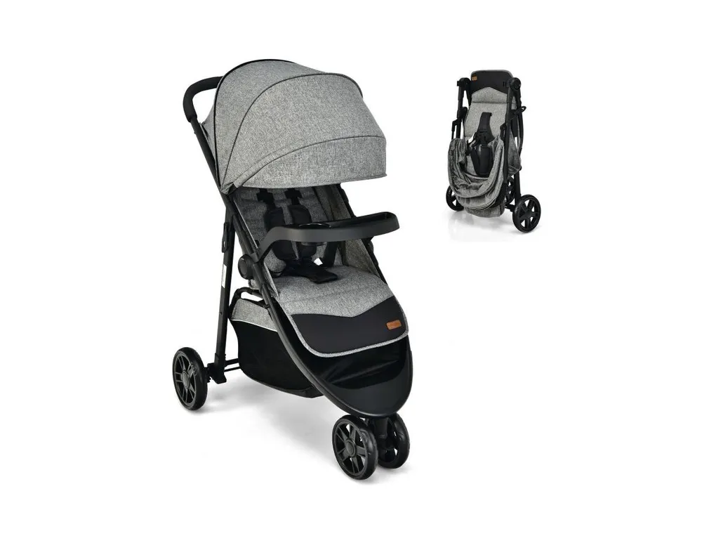 Baby Jogging Stroller with Adjustable Canopy for Newborn