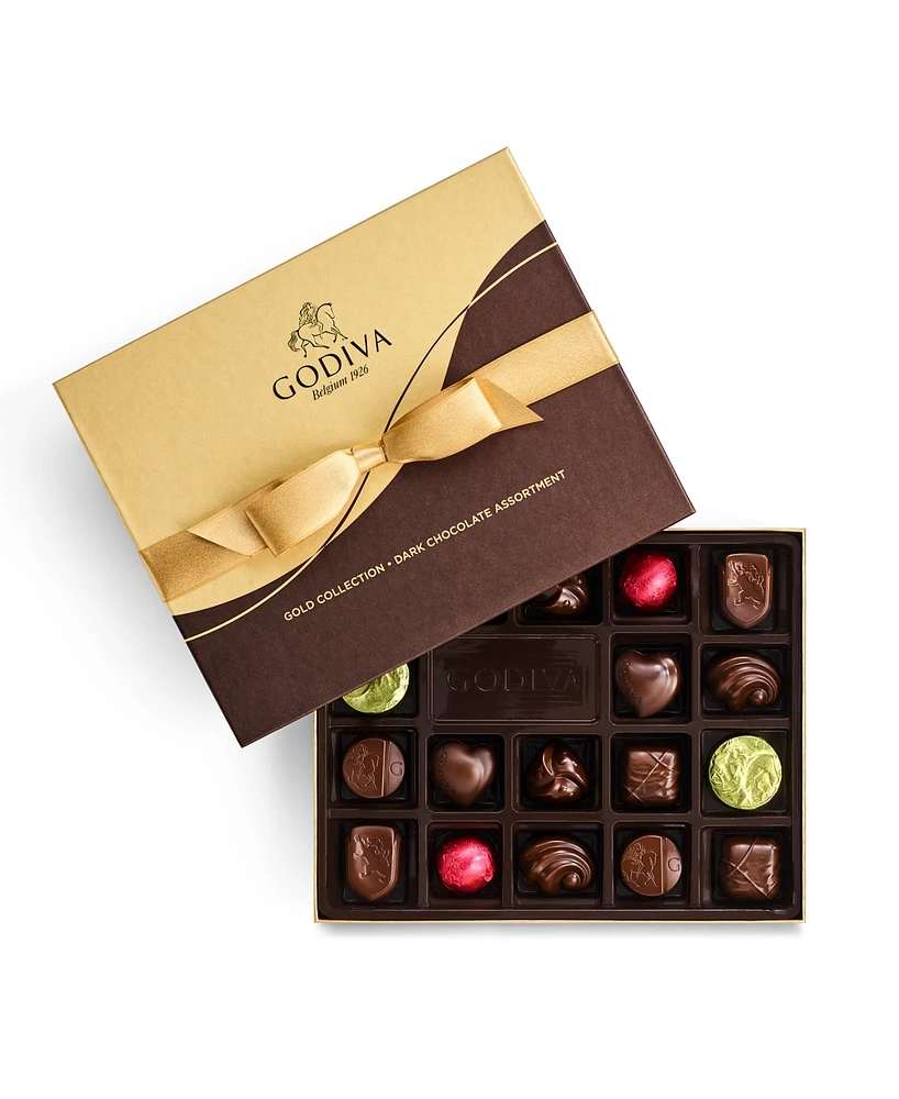Godiva Assorted Dark Chocolate Gold-Tone Gift Box, 18 Pieces