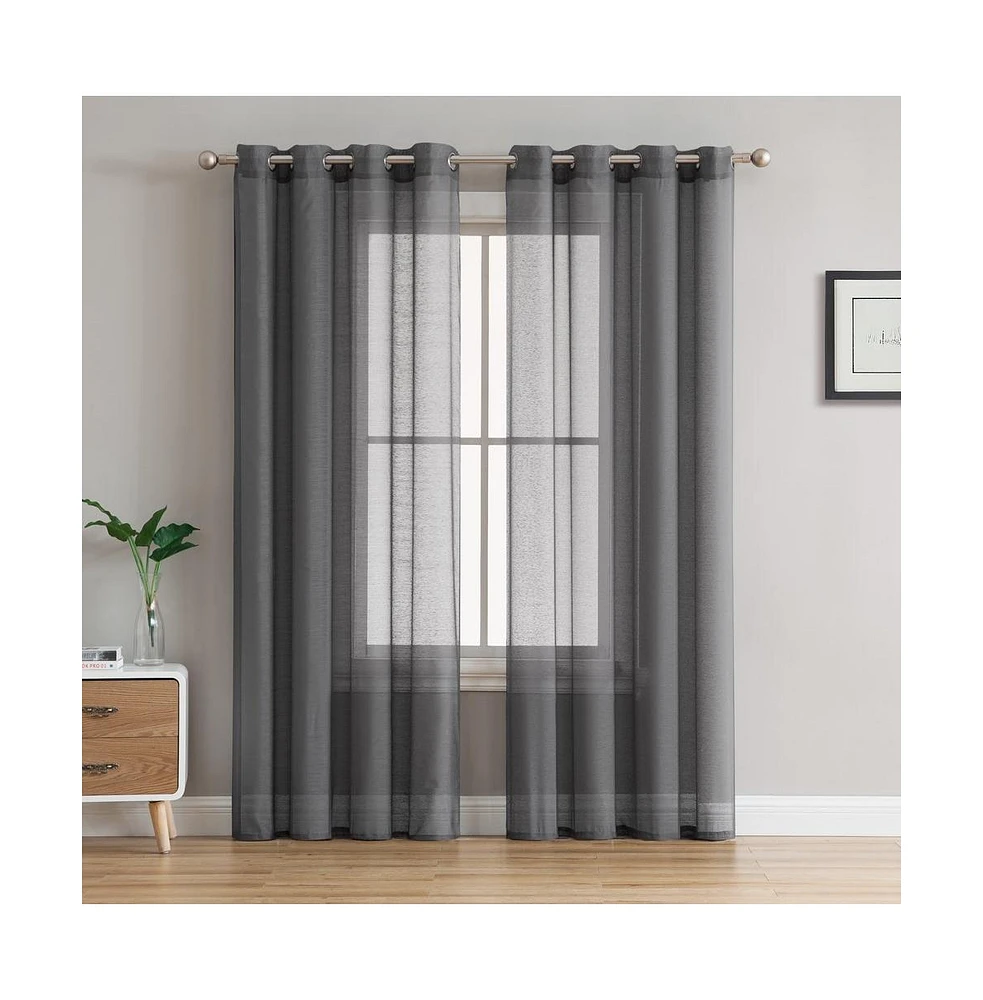 Hlc.me 2 Piece Semi Sheer Voile Window Curtain Drapes Grommet Panels for Bedroom