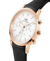 Daniel Wellington Men's Iconic Chronograph Sheffield Black Leather Watch 42mm