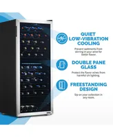 Newair Freestanding 98 Bottle Dual Zone Compressor Wine Fridge with Low-Vibration Ultra-Quiet Inverter Compressor, Adjustable Racks and Exterior Digit