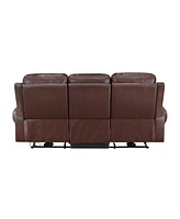 White Label Florentina 82" Leather Match Power with Power Headrests Double Reclining Sofa