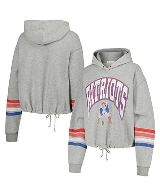 Women's '47 Brand Heather Gray Distressed New England Patriots Upland Bennett Pullover Hoodie