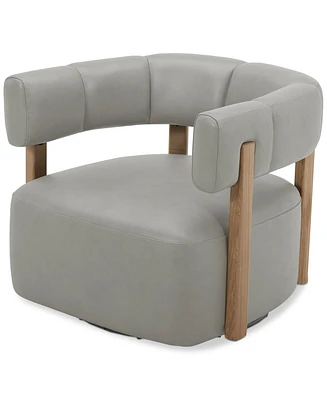 Closeout! Orsha 32" Leather Accent Swivel Chair, Created for Macy's