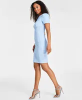 Calvin Klein Women's Tweed Short-sleeve Sheath Mini Dress