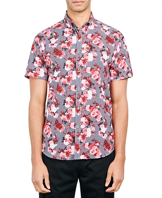 Society of Threads Men's Slim-Fit Non-Iron Performance Stretch Floral Button-Down Shirt