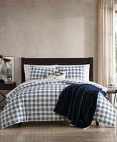 Eddie Bauer Basic Plaid Cotton Percale 3 Piece Duvet Cover Set, King