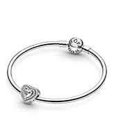 Pandora Cubic Zirconia Sparkling Leveled Hearts Charm