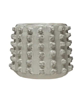 Stoneware Sculptural Planter with Raised Dots Vase