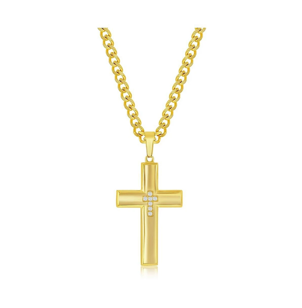 Stainless Steel Cz Cross Necklace