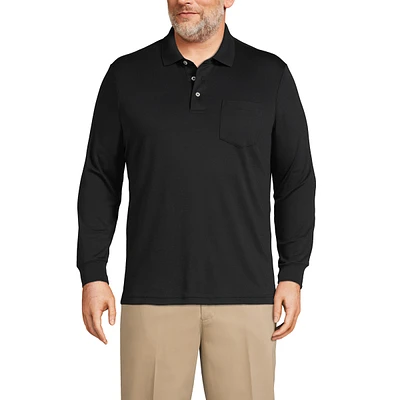 Lands' End Big & Tall Long Sleeve Cotton Supima Polo Shirt with Pocket