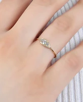 Cubic Zirconia Trio Accent Ring in 18k Gold-Plated Sterling Silver