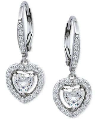 Giani Bernini Cubic Zirconia Leverback Heart Drop Earrings in Sterling Silver, Created for Macy's