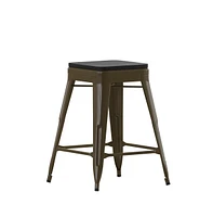 Cory Set Of Four Backless Metal Stools With All-Weather Poly Resin Seats For Indoor Use Only