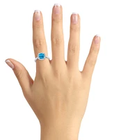 Macy's Blue Topaz (2-3/4 ct. t.w.) and Diamond (1/4 Halo Ring 14K White Gold