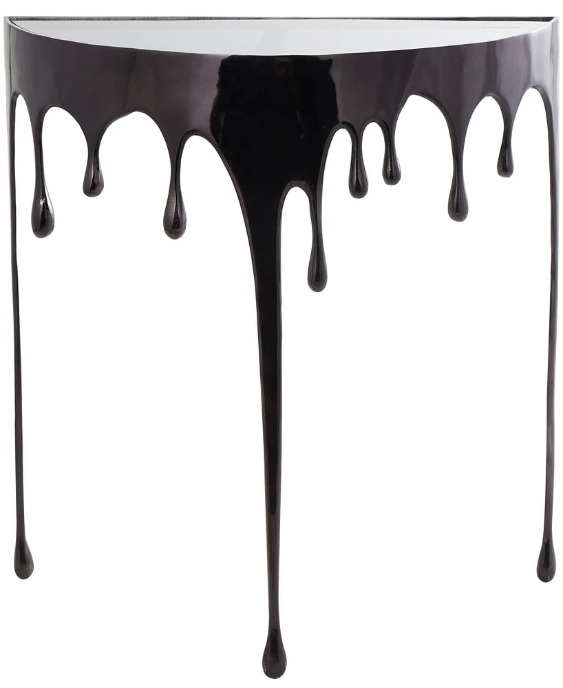 Rosemary Lane Aluminum Drip Console Table with Melting Designed Legs and Shaded Glass Top, 36" x 14" 32"