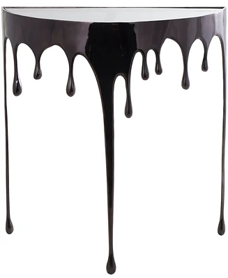 Rosemary Lane Aluminum Drip Console Table with Melting Designed Legs and Shaded Glass Top, 36" x 14" 32"