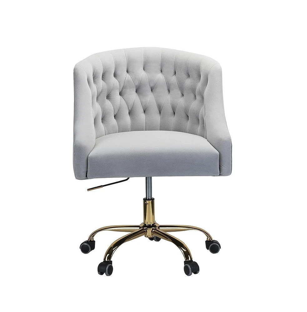 Hulala Home Modern Cute Velvet Desk Chair with Gold Base for Living Room,Bedroom