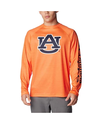Men's Columbia Orange Auburn Tigers Pfg Terminal Tackle Omni-Shade Raglan Long Sleeve T-shirt