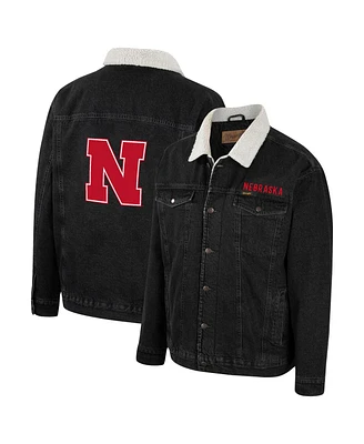 Men's Colosseum x Wrangler Charcoal Nebraska Huskers Western Button-Up Denim Jacket