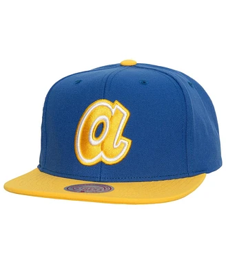 Men's Mitchell & Ness Royal, Gold Atlanta Braves Hometown Snapback Hat