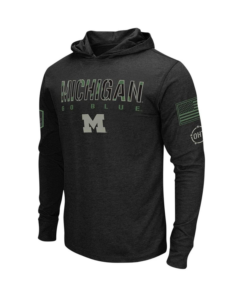 Men's Colosseum Black Michigan Wolverines Big and Tall Oht Military-Inspired Appreciation Tango Long Sleeve Hoodie T-shirt