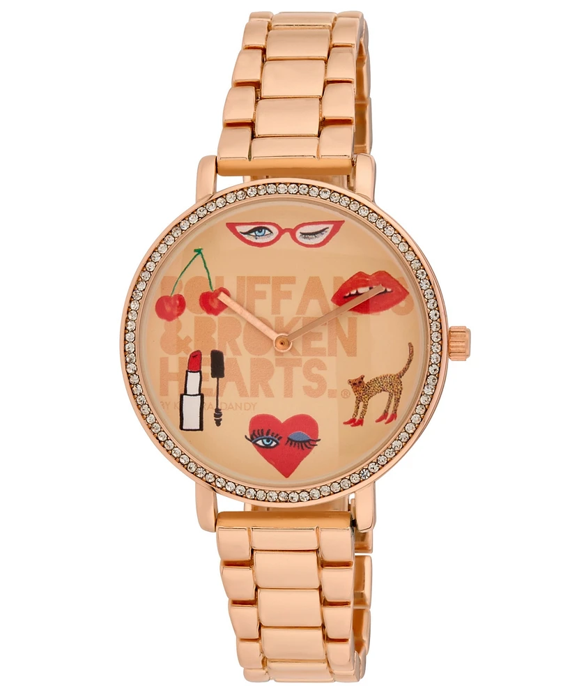 Kendra Dandy Women's Quartz Bouffants and Broken Hearts Rose Gold-Tone Alloy Watch 38mm