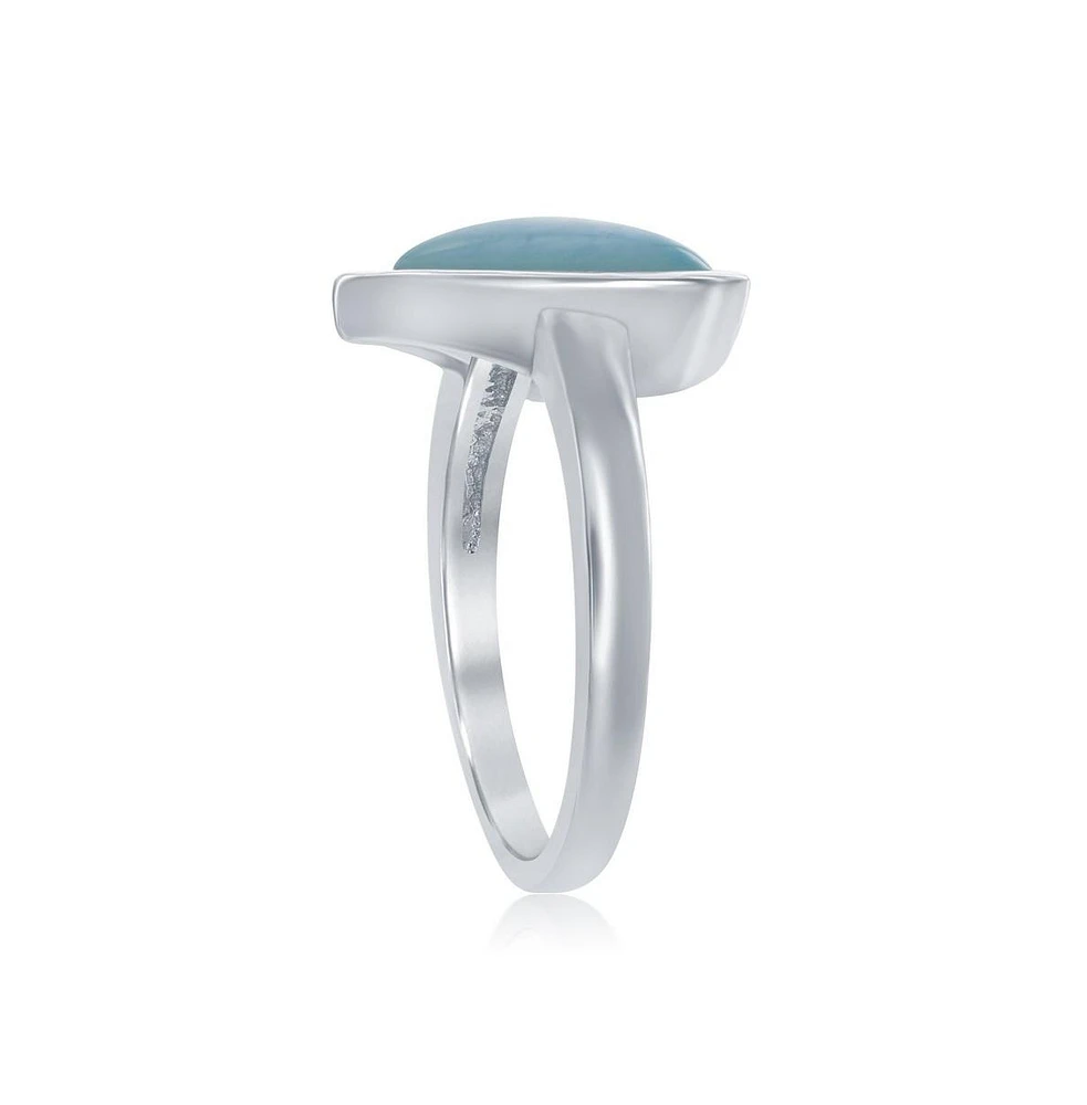 Sterling Silver Heart-Shaped Larimar Ring