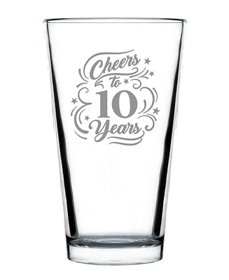 Bevvee Cheers to 10 Years 10th Anniversary Gifts Pint Glass, 16 oz