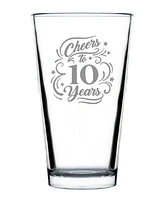 Bevvee Cheers to 10 Years 10th Anniversary Gifts Pint Glass, 16 oz