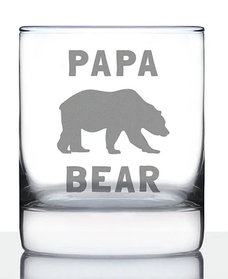 Bevvee Papa Bear Dad Gifts Whiskey Rocks Glass, 10 oz