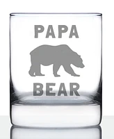 Bevvee Papa Bear Dad Gifts Whiskey Rocks Glass, 10 oz