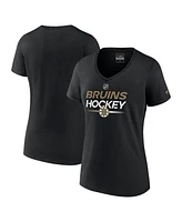 Women's Fanatics Black Boston Bruins Authentic Pro V-Neck T-shirt
