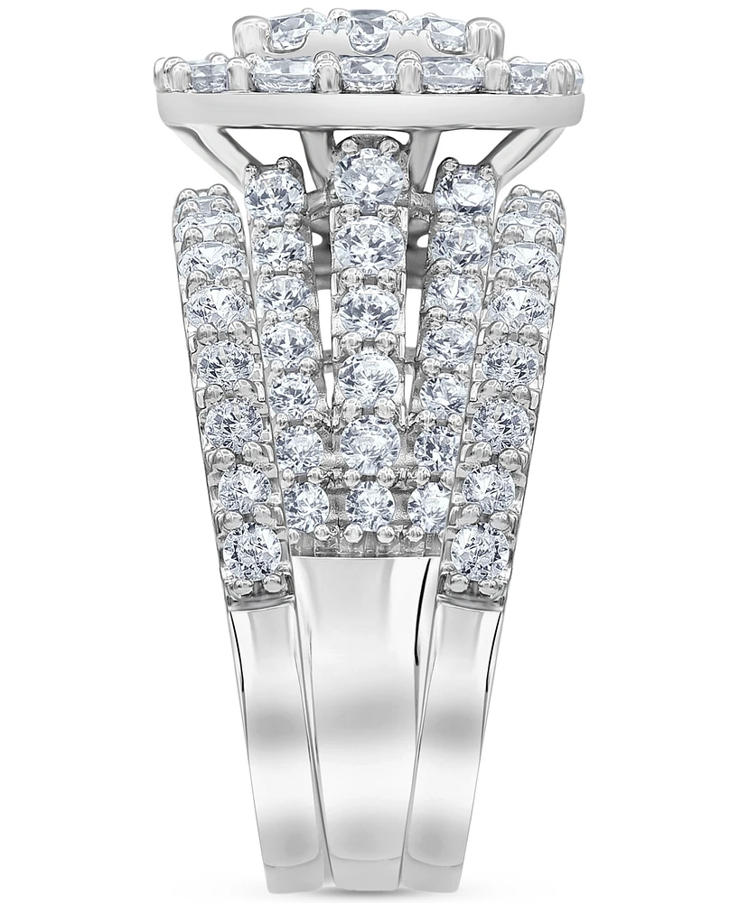 Diamond Halo Three Piece Bridal Set (3 ct. t.w.) in 14k White Gold