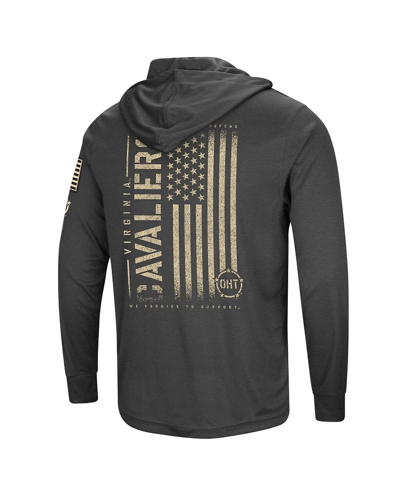 Men's Colosseum Heather Black Distressed Virginia Cavaliers Team Oht Military-Inspired Appreciation Long Sleeve Hoodie
