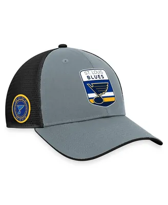 Men's Fanatics Gray, Black St. Louis Blues Authentic Pro Home Ice Trucker Adjustable Hat