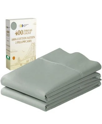 Pillowcase Set 400 Thread Count 100 Cotton Sateen Set Of 2 Pillow Covers Breathable Cooling Soft For Quality Sleep By California Design Den